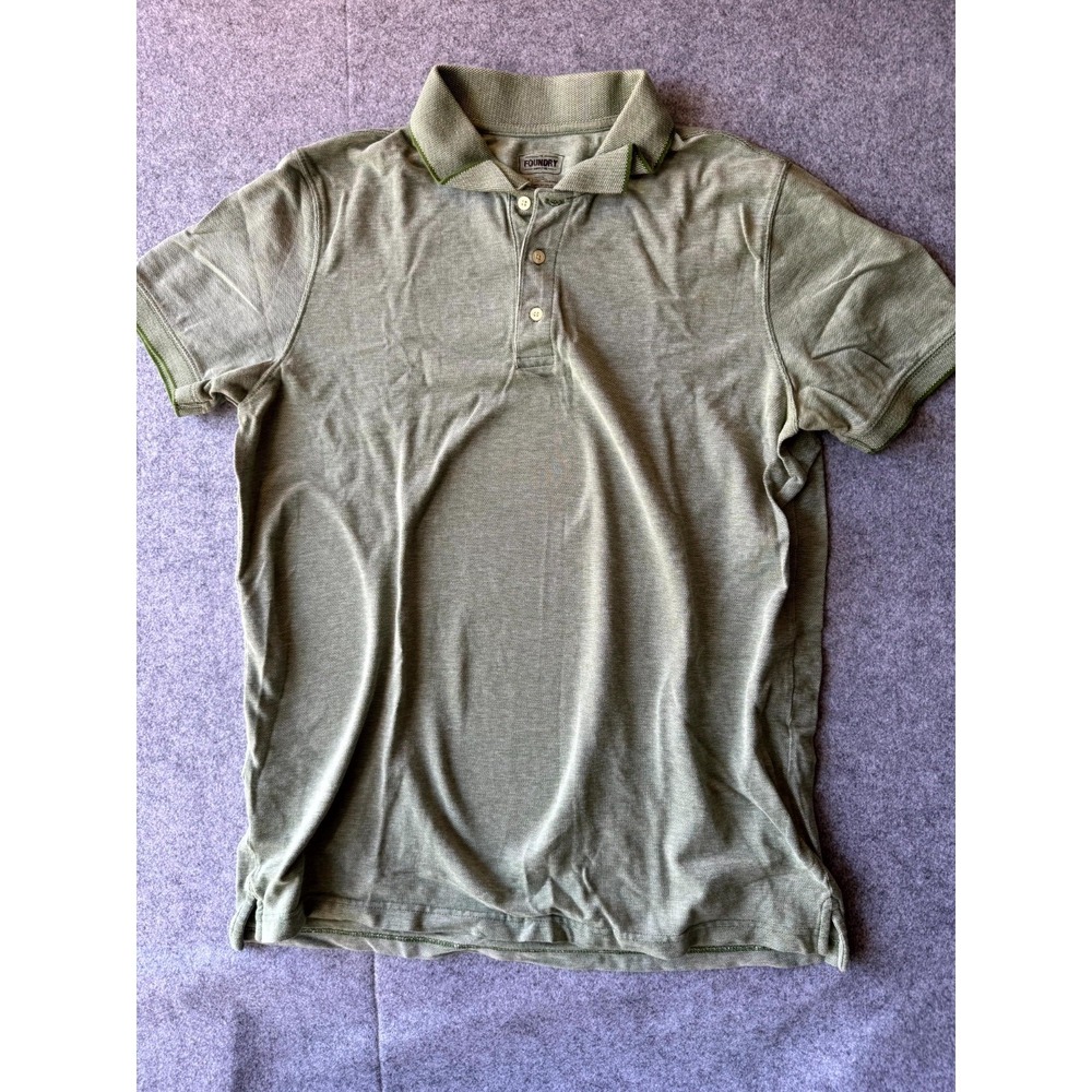 The Foundry Supply Co Polo Shirt Mens XLT Olive Green Cotton Side Slit Tennis